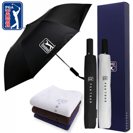 PGA 2단완전자동 암막 우양산+150g 면사타올 세트 #2