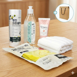 주방세제 주방타올 면코팅고무장갑 주방5종세트
