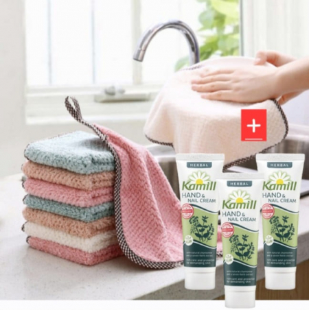 독일 카밀 핸드크림 로션&극세사 수건 행주 선물세트 #3