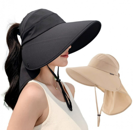 플랩캡 챙넓은 썬캡 모자 버킷햇 뒤목가리개  여름 여행 물놀이 휴양지 농사 햇빛차단 #2
