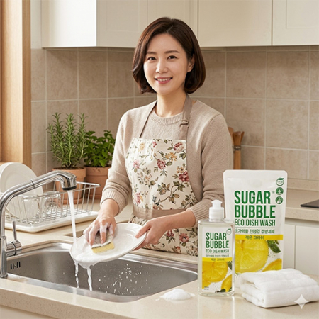 슈가버블 주방세제 용기+리필 + 순면 골지 주방타올 고리타올 #2