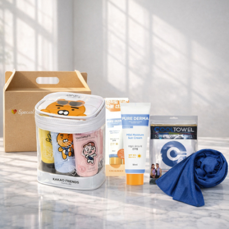 3종세트 카카오 미니스 여행용 쿨타올 LG퓨어더마 선크림 쿨 아이스타올 쿨링 아이스 여행용 여름 폭염 쿨세트 자외선차단 #2