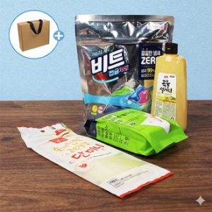 비트 캡슐세제 28입 + 애경 곡물설거지 주방세제 500g + 크린랩 빨아쓰는 행주 10매입 + 단미니고무장갑