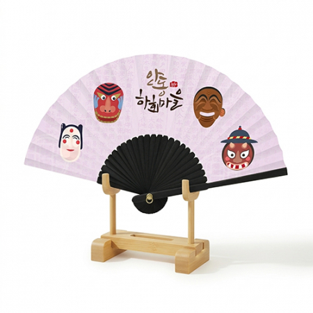 (독판)전통부채 인견한지흑선독판 (小 / 소) 단면 인쇄 흑선전통부채 #2