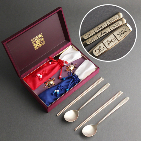 십장생 골드 수저 2P (거북받침과 수저집) #2