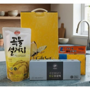 고급주방선물세트 디프로브 향균위생백 망사수세미 곡물주방세제
