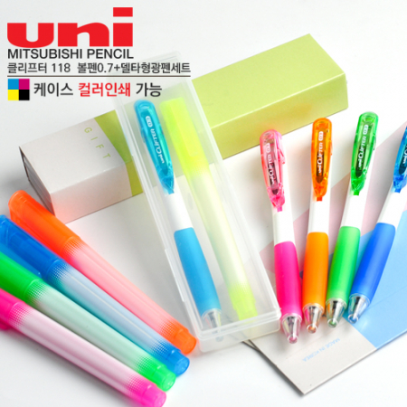 uni 클리프터118볼펜0.7+델타형광펜세트 #3