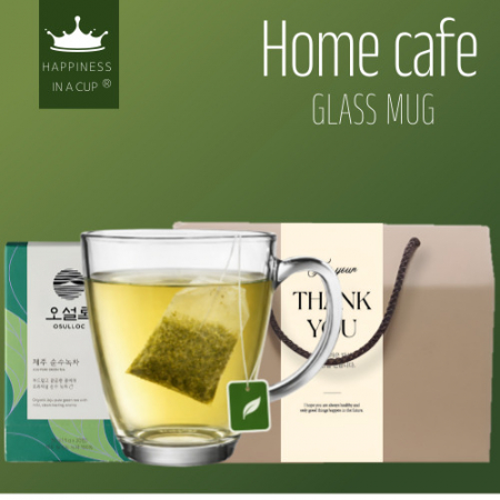 해피니스인어컵 홈카페 글라스 머그컵 385ml 오설록 티백 선물세트 #3