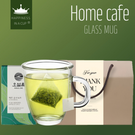 해피니스인어컵 홈카페 글라스 머그컵 400ml 오설록 티백 선물세트 #3