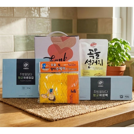 고급주방선물세트 디프로브 향균위생백 위생장갑 망사수세미 주방세제 #2