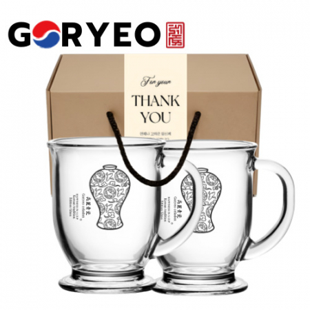한국전통 고려청자 글라스 머그컵 440ml 2P 선물세트 #3
