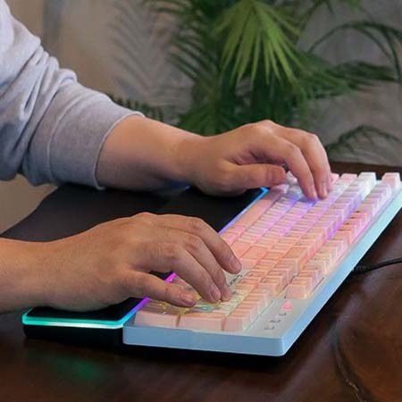 후아즘 KS-007 RGB LED 인체공학 메모리폼 키보드 손목받침대 팜레스트 손목보호 #5