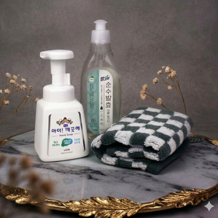 주방전용 아이깨끗해 핸드워시 + 참그린 주방세제 + 기라로쉬 뱀부 주방타올 고리타올 #2