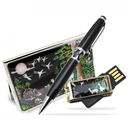 아리랑 로트 자개 USB메모리+자개 명함케이스+자개볼펜 3종세트 32GB #3