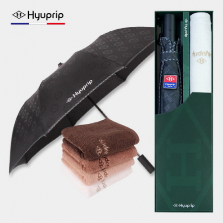 협립 2단 엠보 바이어스 자동우산 +협립40수호텔코마180타월-세트 #2