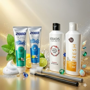 애경 케라시스 샴푸+바디워시 + 2080 퓨어치약2개 민트/레몬라임 + 나드 미세모칫솔2개