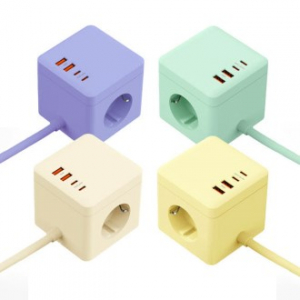 뉴에이커 SM25W 큐브 디자인 멀티탭 4000W 고용량 3구 2M PPS 초고속충전