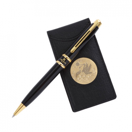 안스아르떼 금장 볼펜+사티로스 송학 순금판 자석 머니클립 한지가죽 비건레더 프리미엄 비즈니스 선물 세트 #2