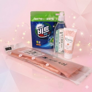 비트캡슐 세제 + 참그린 주방세제 + 베이비핑크 고무장갑 + 과일나라 핑크피치 핸드로션