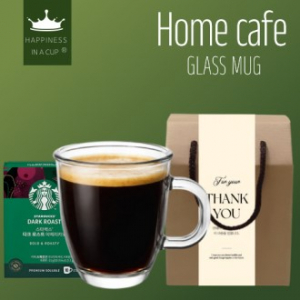 해피니스인어컵 홈카페 글라스 머그컵 400ml 스타벅스 커피 10개입 1CT 선물세트
