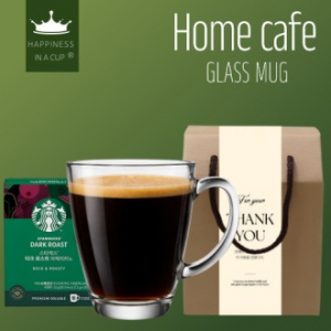 해피니스인어컵 홈카페 글라스 머그컵 385ml 스타벅스 커피 10개입 1CT 선물세트