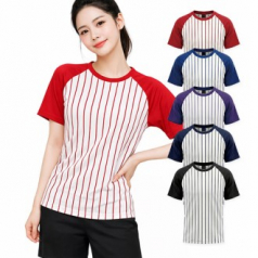 남성 여성 쿨론 줄무늬 스트라이프 나그랑 배색 반팔 라운드 티셔츠