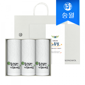 송월타올 노동절 근로자의 날 기념선물 좋은일클로버 3매 선물세트(쇼핑백) 기념수건 답례품