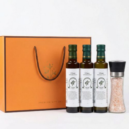올리브오일 250ml x 3p + 핑크솔트200g 글라인더포함 선물세트 #2
