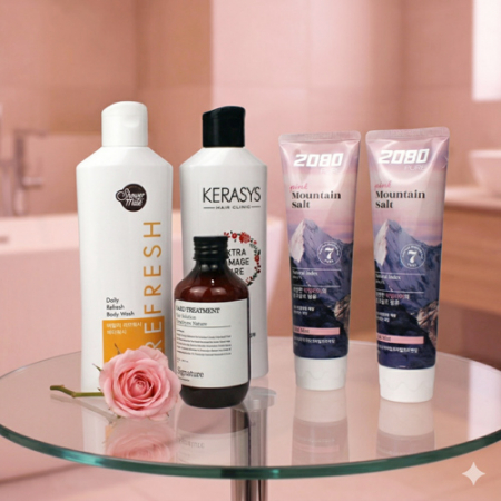 애경 캐라시스 샴푸 + 나드 트리트먼트 + 바디워시 + 2080 핑크솔트 치약 120g 2개 #2