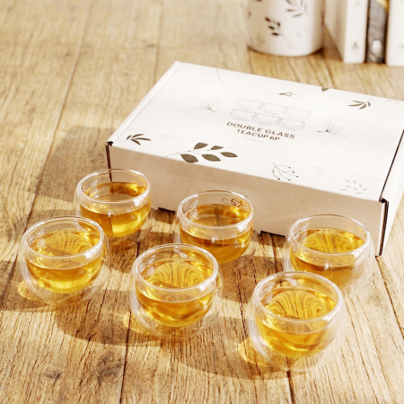 57도씨 이중 내열유리 유리잔 50ml 6P 찻잔 세트 #2