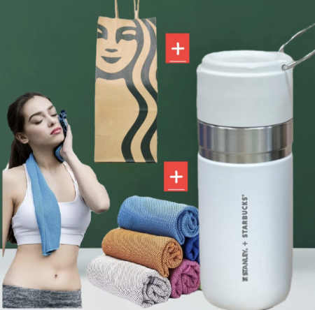 스타벅스 스탠리 텀블러 보온병 500ml+기능성 스포츠 타올+종이 쇼핑백 선물세트 #2