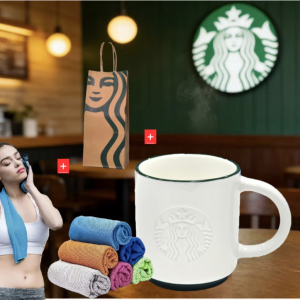 스타벅스 도자기 머그컵 237ml+기능성 스포츠 타올+종이 쇼핑백 선물세트