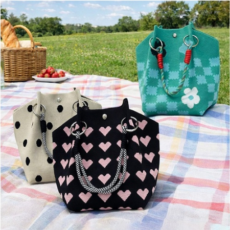 커밍 봄 니트 로프 손가방 마P17 #2