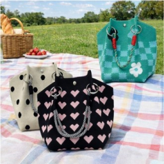 커밍 봄 니트 로프 손가방 마P17