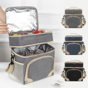 C099 듀얼 2단 보냉백 런치백 피크닉 도시락 보온 보냉 가방 인쇄 행사 선물