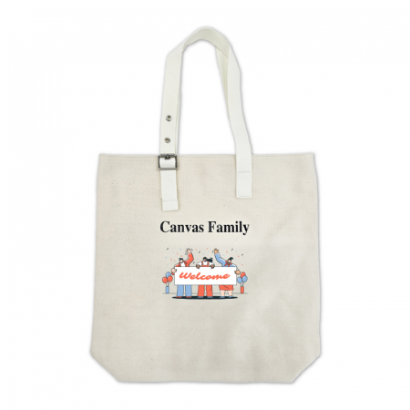 (Canvas Family) 아일렛 버클 포인트 에코백 베이지/블랙 #4