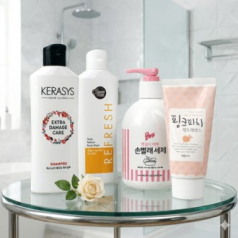애경 샴푸 + 바디워시 + 울샴푸 손빨래 세제 용기 + 과일나라 핸드크림
