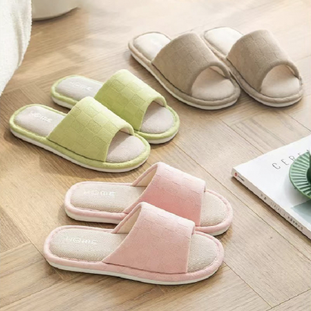 (Blossom) 체커보드 엠보싱 린넨 논슬립 실내화 1P #2