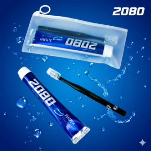 애경 2080 블루 치석케어 치약 100g + Nard 나드 컴팩트 칫솔 + 지퍼백