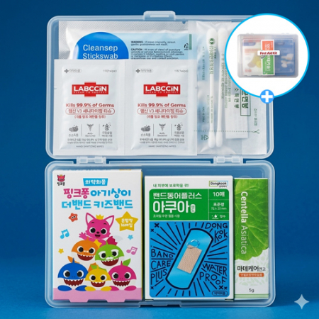 핑크퐁 키즈밴드 혼합16매+동국제약 아쿠아 방수밴드 10매+마데케어 연고 미니구급함 D호 #2