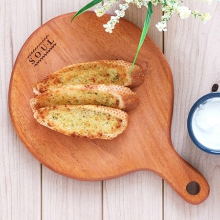 마호가니 손잡이 원형 도마 #2