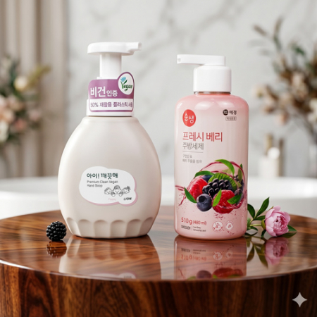 아이깨끗해 프리미엄 클린 비건 핸드워시 450ml + 애경 순샘 프레시베리 주방세제 510g #2