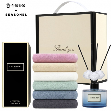 시즈넬 호텔 선물세트 디퓨저 120ml+송월 라이트무지 130g #2