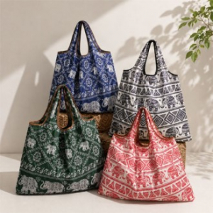 에스닉 코끼리 패턴 시장 가방 큰사이즈
