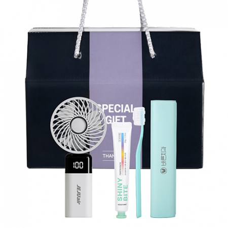 [시니바이트] 파스텔핏 실속 선물세트 2종(칫솔치약세트,휴대용선풍기) #3