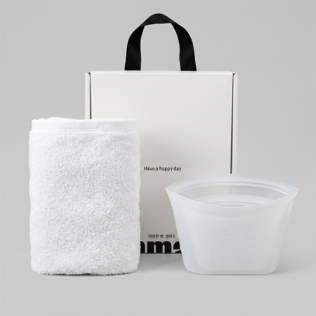 송월타올 무지 호텔타올 170g + 파파러브 실리콘 지퍼백 3종세트 500+1000+1500 ml #3
