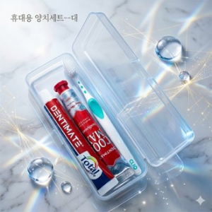 크리오 휴대용 양치세트 대형 덴티메이트 치약 50g+쿨맥스민트 치약 50g+미세모칫솔
