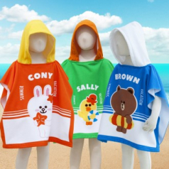 무한타올 라인프렌즈 캐릭터 비치 후드 가운 캐릭터 비치타올