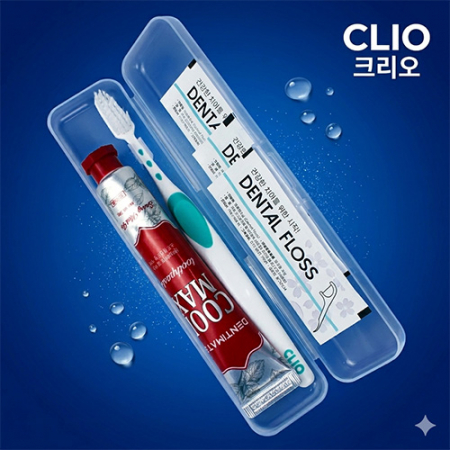 크리오 휴대용 치약칫솔  미세모칫솔+쿨맥스 민트 프리미엄 치약 50g+1회용치실 3개+휴대용케이스 #2