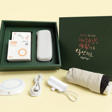 팝폰 CS71-6 거래처 감사선물 무선 고속충전패드 도킹형보조배터리 5000mAh 양우산 우산 선물세트 #2